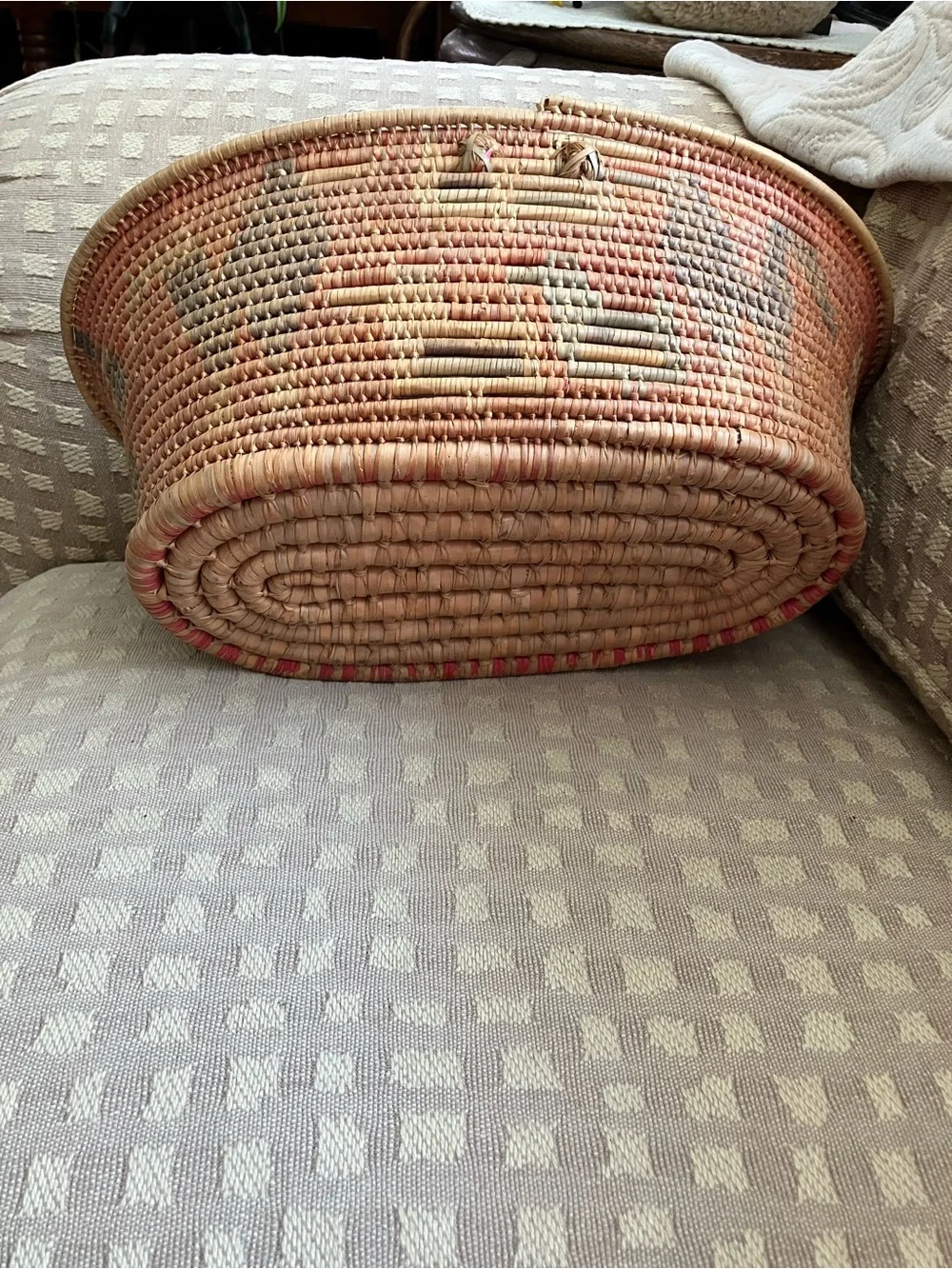 Vintage basket with Roosters Hand-crafted in Mexico traditional Toluca